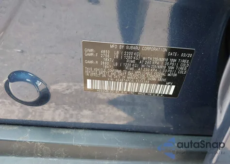 2020 Subaru Outback Touring z USA, uszkodzony, nr VIN 4S4BTAPC6L3205388